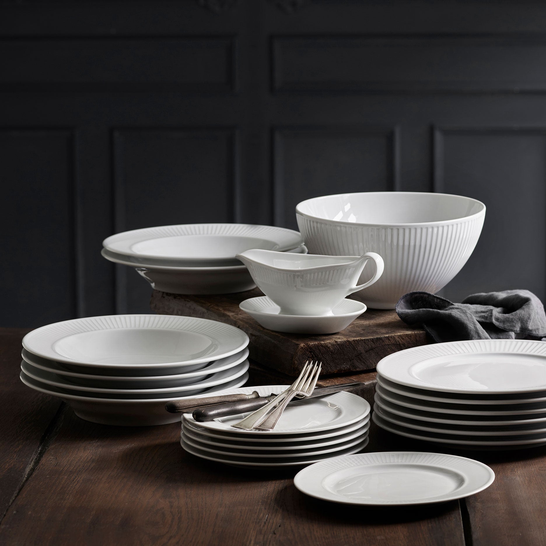 Plissé dyb tallerken Ø22 cm hvid